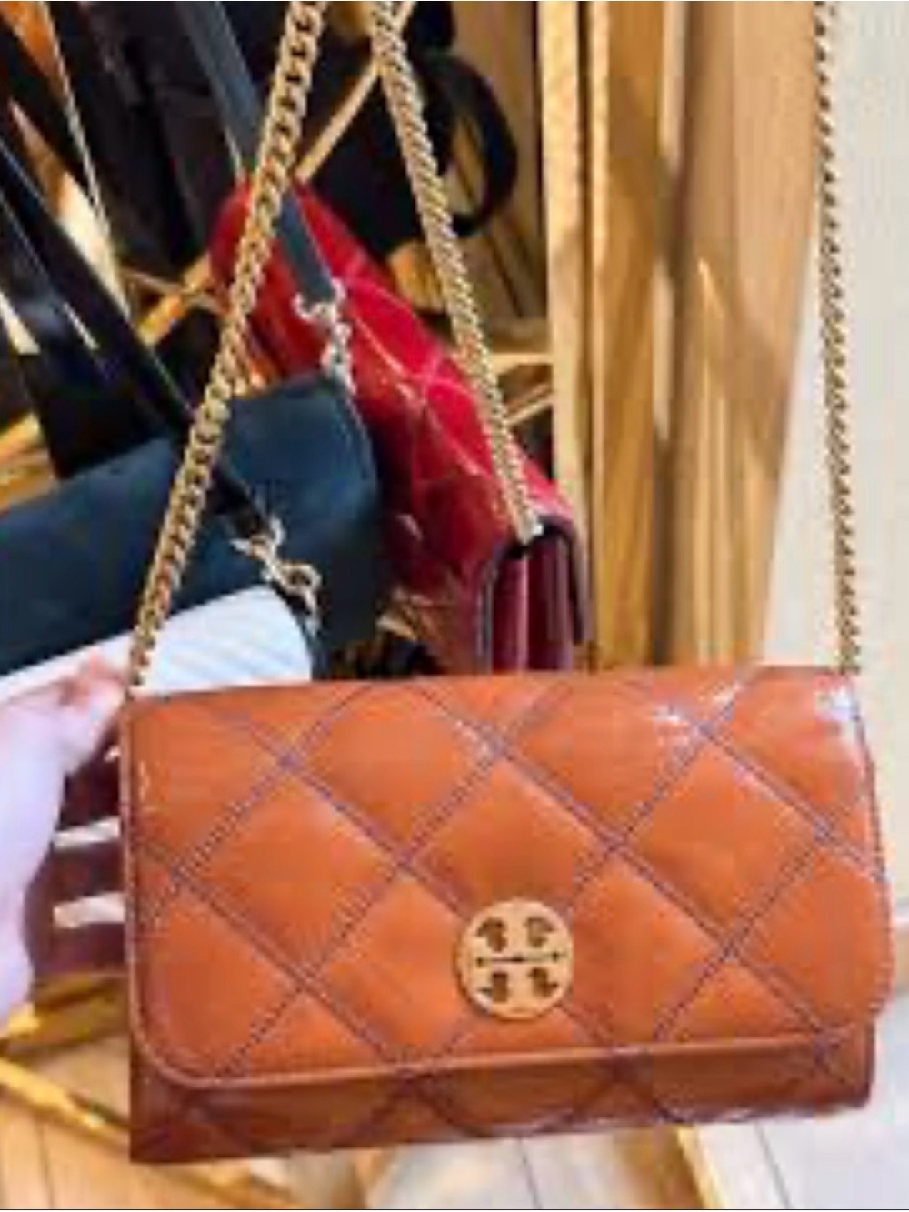 Tory Burch Quilted Willa Shine Leather Crossbody Bag; NWT